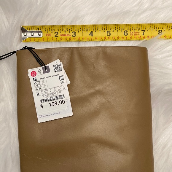 Zara New With Tags Heeled Leather Knee High Boots Brown Beige Taupe Gray, nwt - Picture 10 of 13
